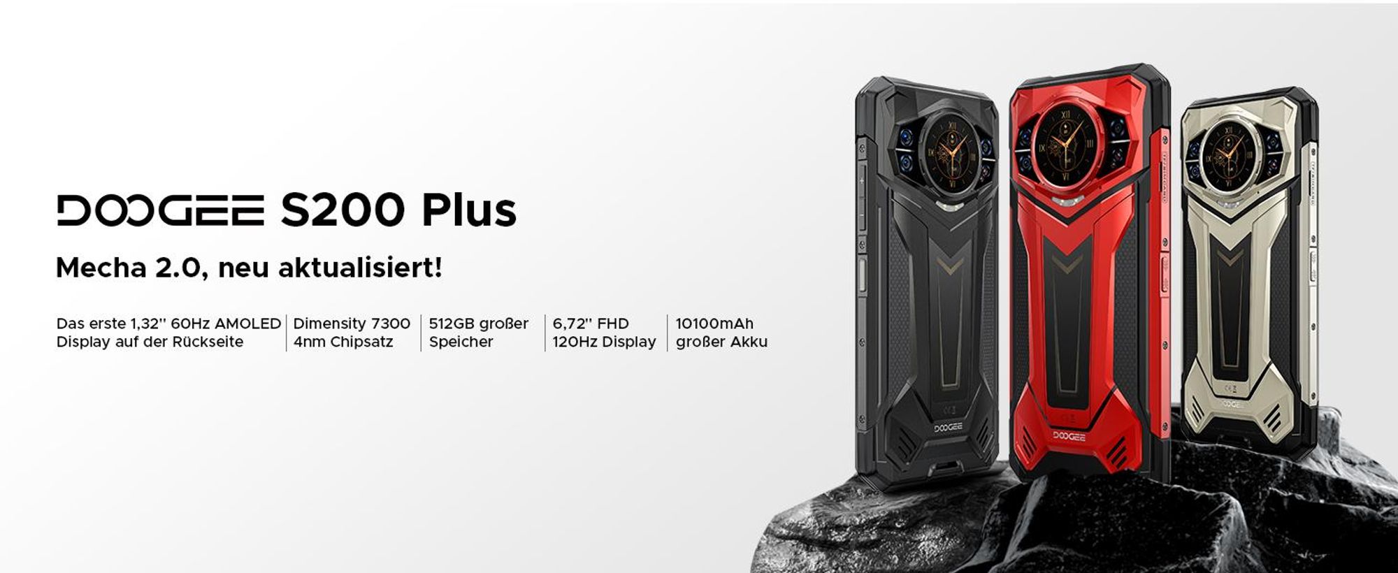 Doogee S200 Plus, 17,1 cm (6.72"), 12 GB, 512 GB, 100 MP, Android 14, Gold