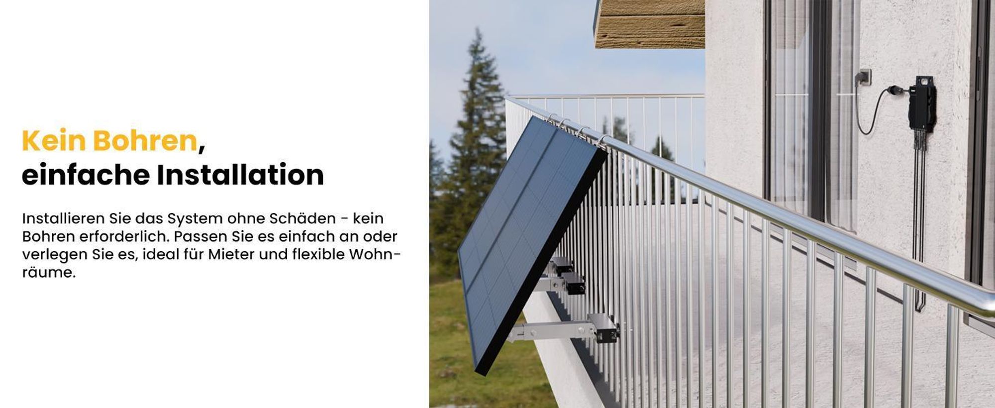 Powerness Balkonkraftwerk mit Speicher 2048Wh NOAH 2000 Speicher mit 800W Mikrowechselrichter & JA Solar 1000W Full Black Bifaziale Solarmodule
