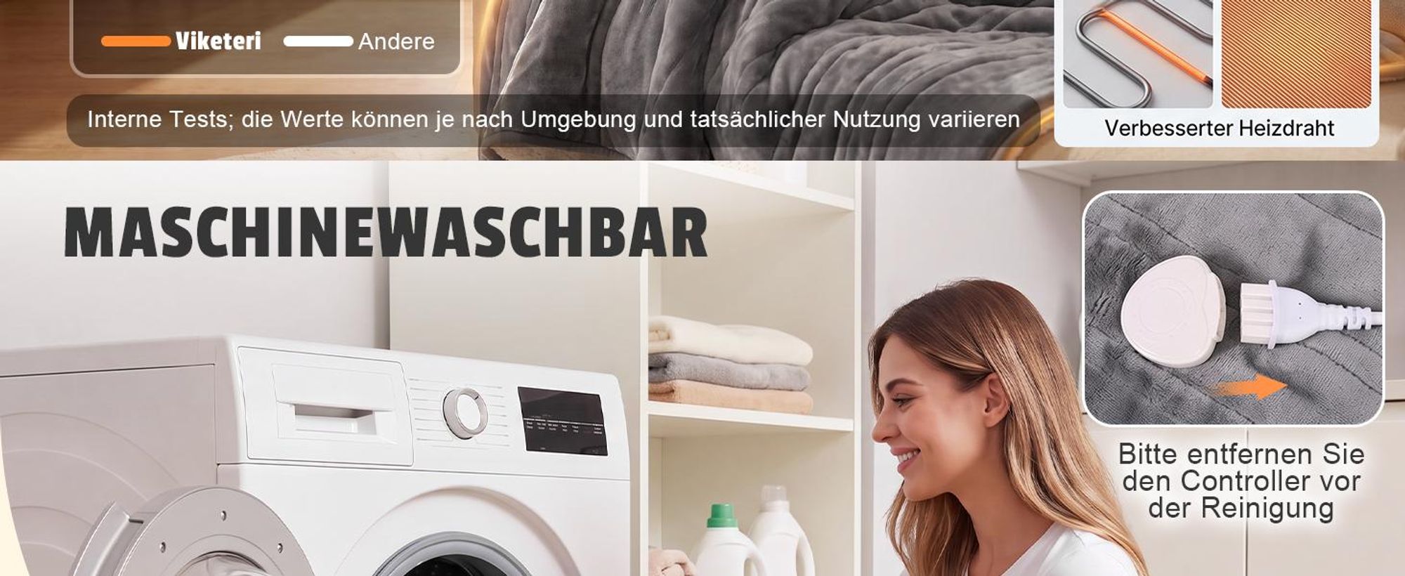 ZMH Elektrische Heizdecke 200x180cm Dunkelgrau Kuschelheizdecke mit Timer 6 Temperatureinstellungen Wärmeunterbett Flanell Wärmedecke Fur Bett Büro