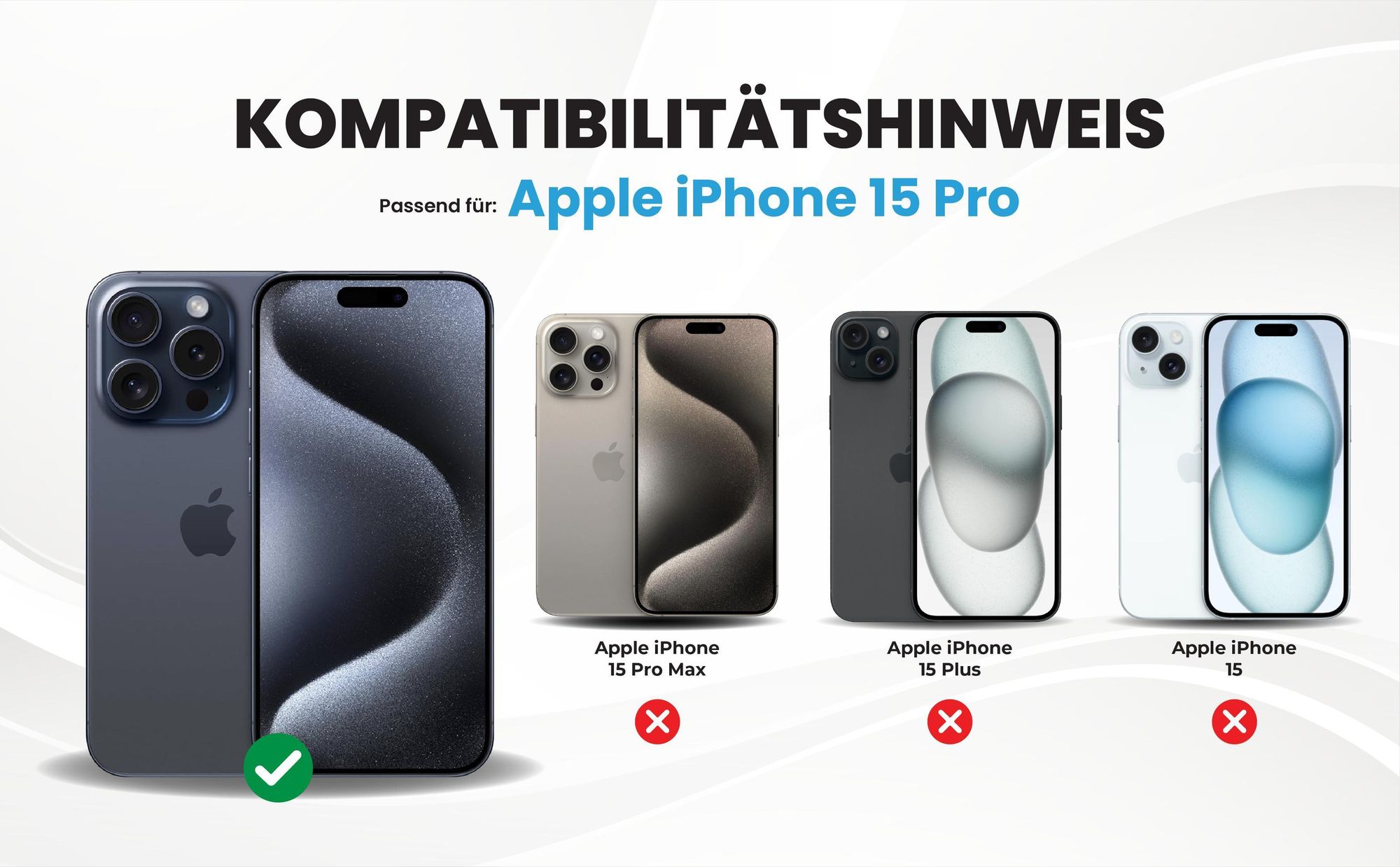 Kompatibilitätshinweise Hülle für Apple iPhone 15 Pro