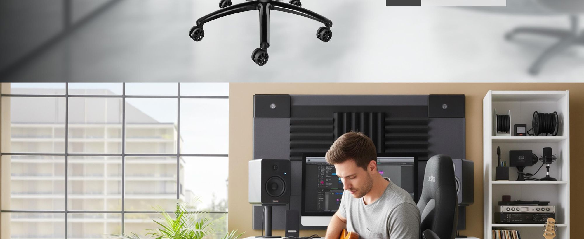 tectake® Bürostuhl Springsteen ergonomische Form 360° drehbar