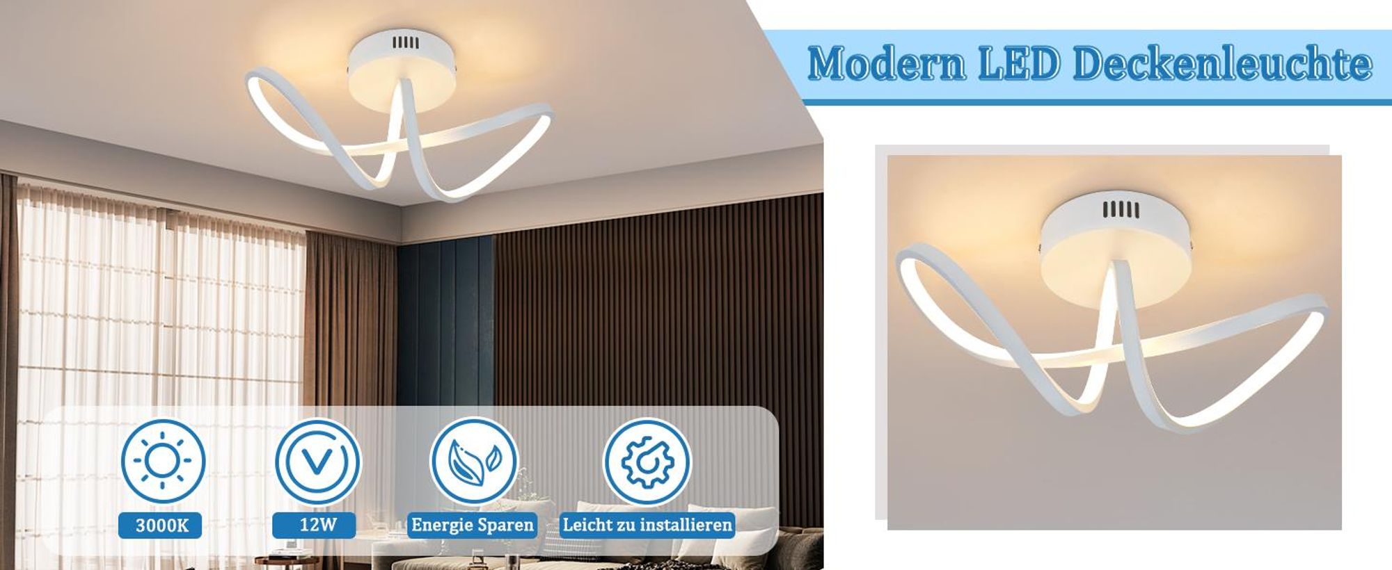 ZMH Plafonnier LED 12W Lampe de Plafond Salon Chrome Moderne Lampe de Cuisine Intérieure Blanc Chaud 3000K Éclairage de Plafond pour Chambre