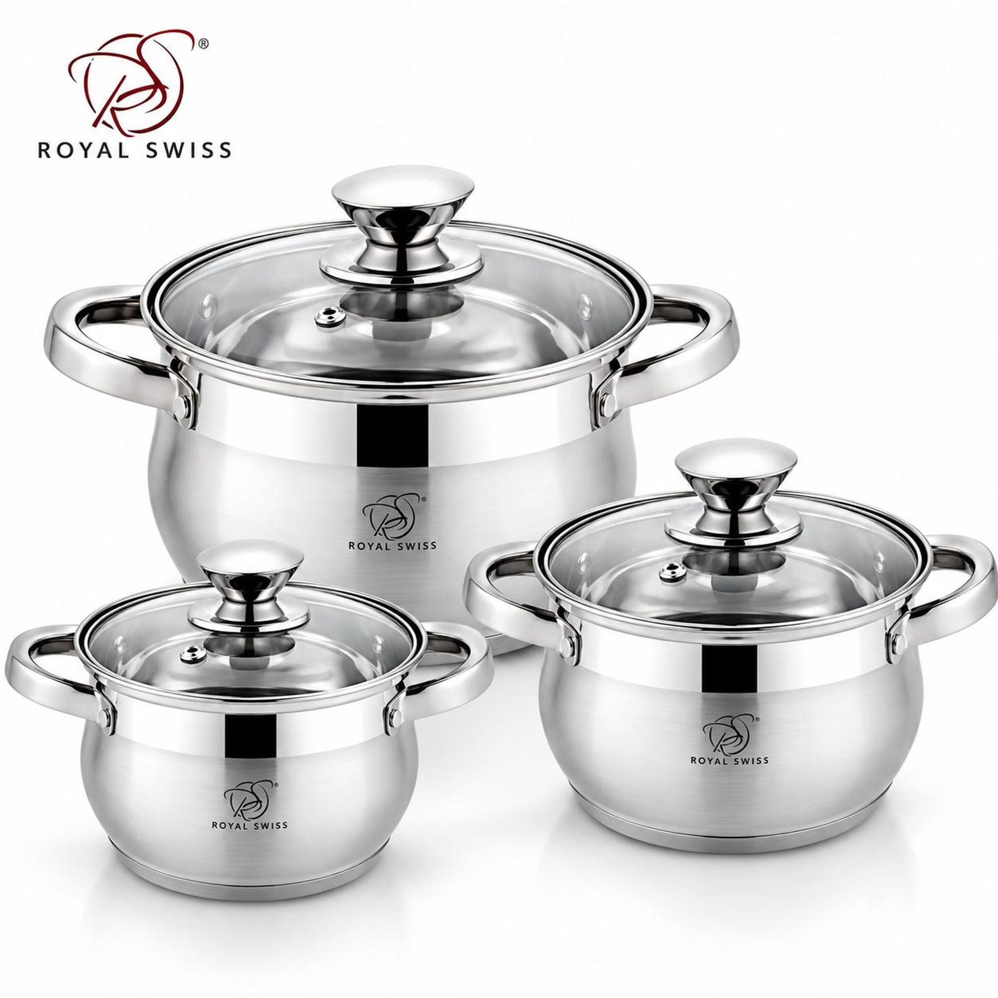 Topfset Edelstahl 6-teilig – Kochtopfset Induktion mit Glasdeckeln