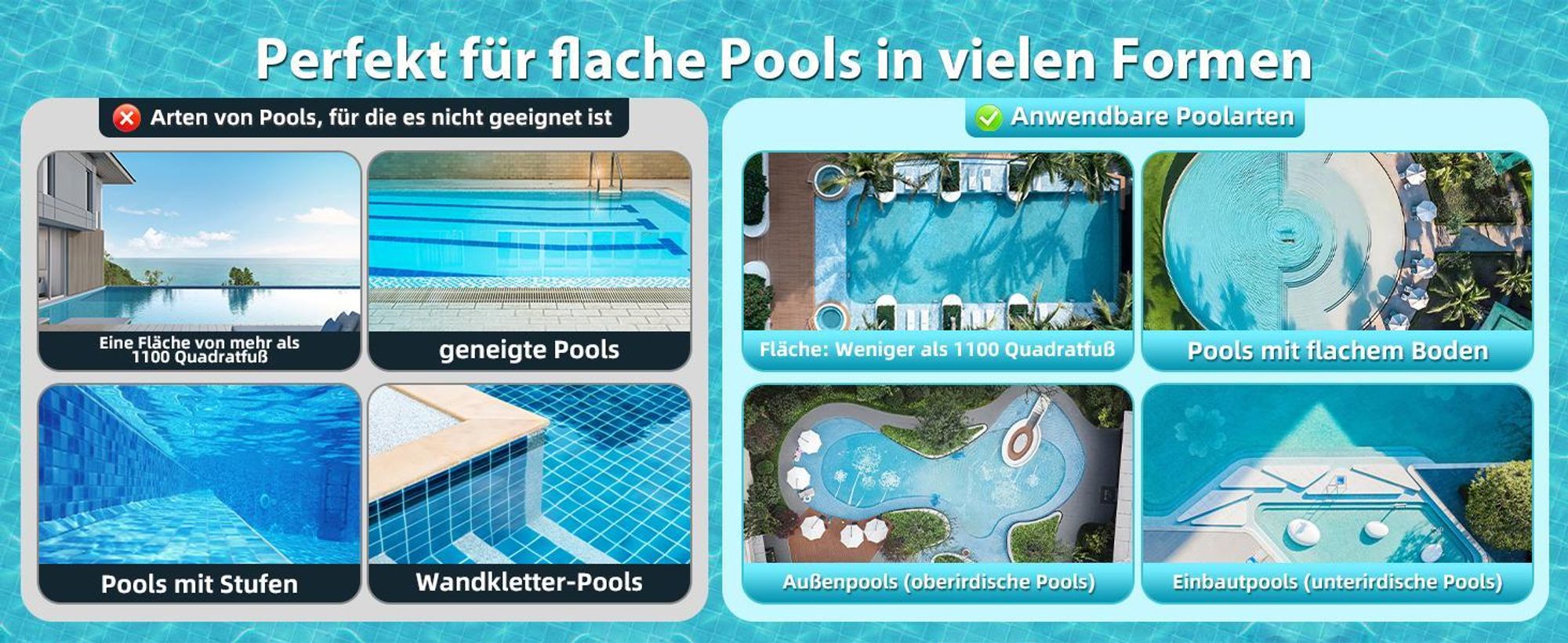 Redkey S100 Kabelloser Poolsauger für Bodenpool, automatischer Poolsauger hält 130 Minuten mit starker Saugkraft, 180μm für oberirdischen/flachen Pool
