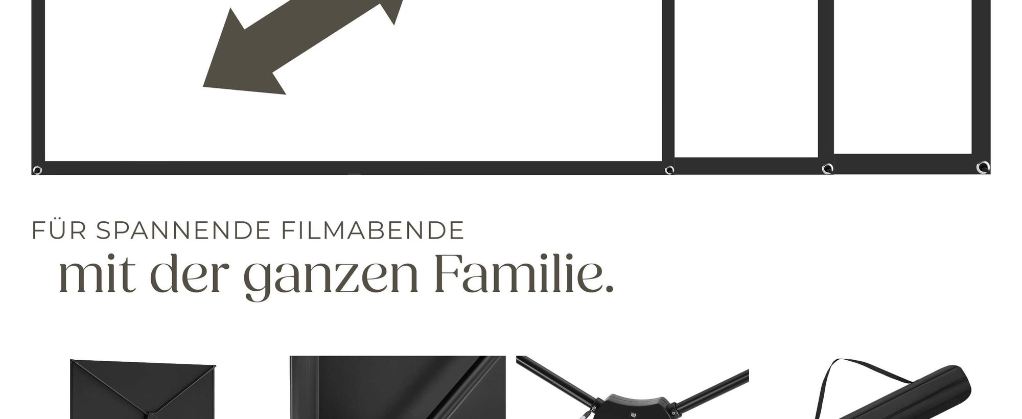 tectake® Beamer-Leinwand mit Stativ 72 Zoll 183,5cm Diagonal 16:9 4K HD Full-HD Ultra-HD 160° Betrachtungswinkel Gain 1,0 inkl. Tragetasche