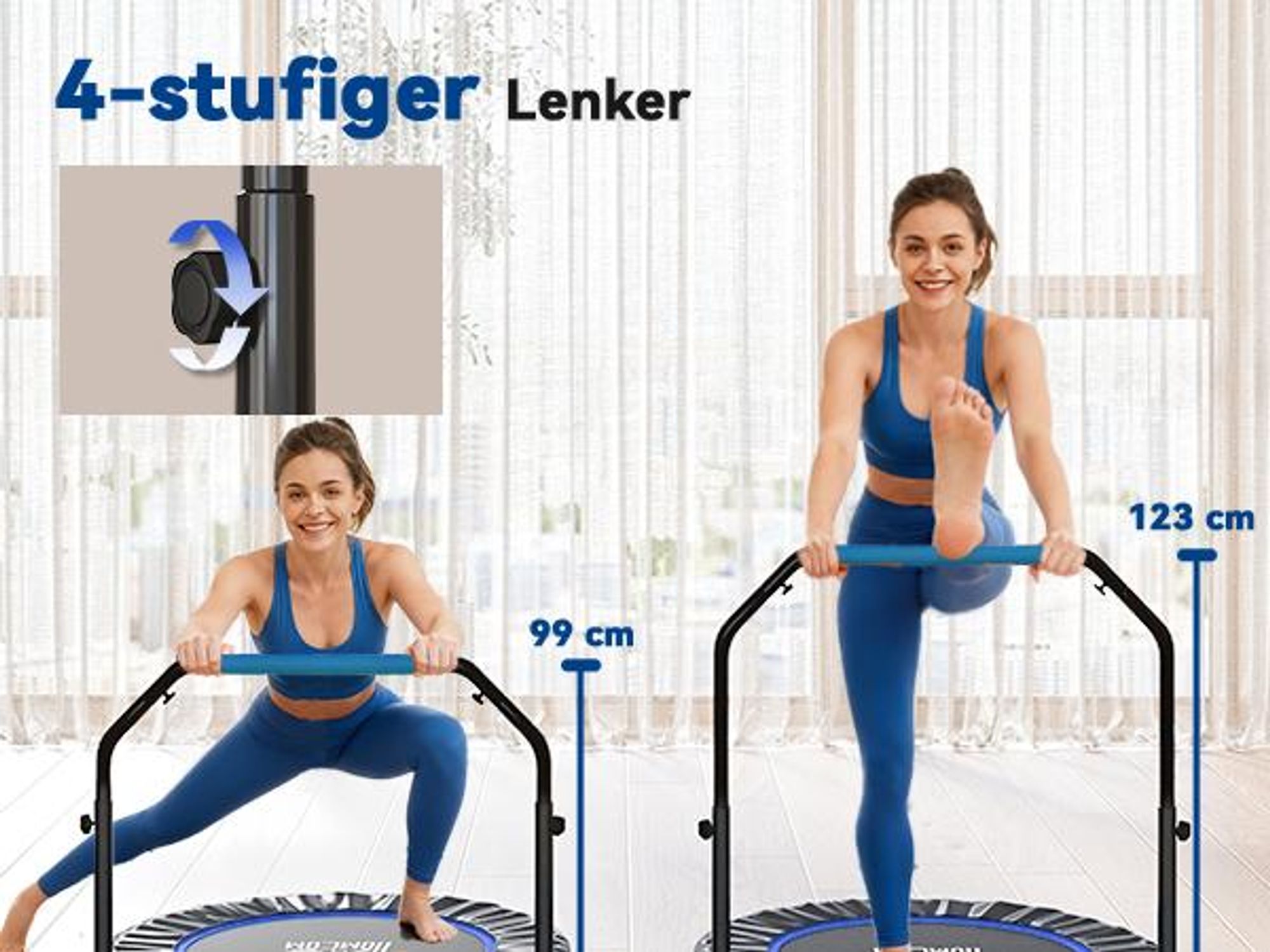HOMCOM 102cm Faltbares Fitness-Rebounder Fitness-Trampolin mit Haltegriff