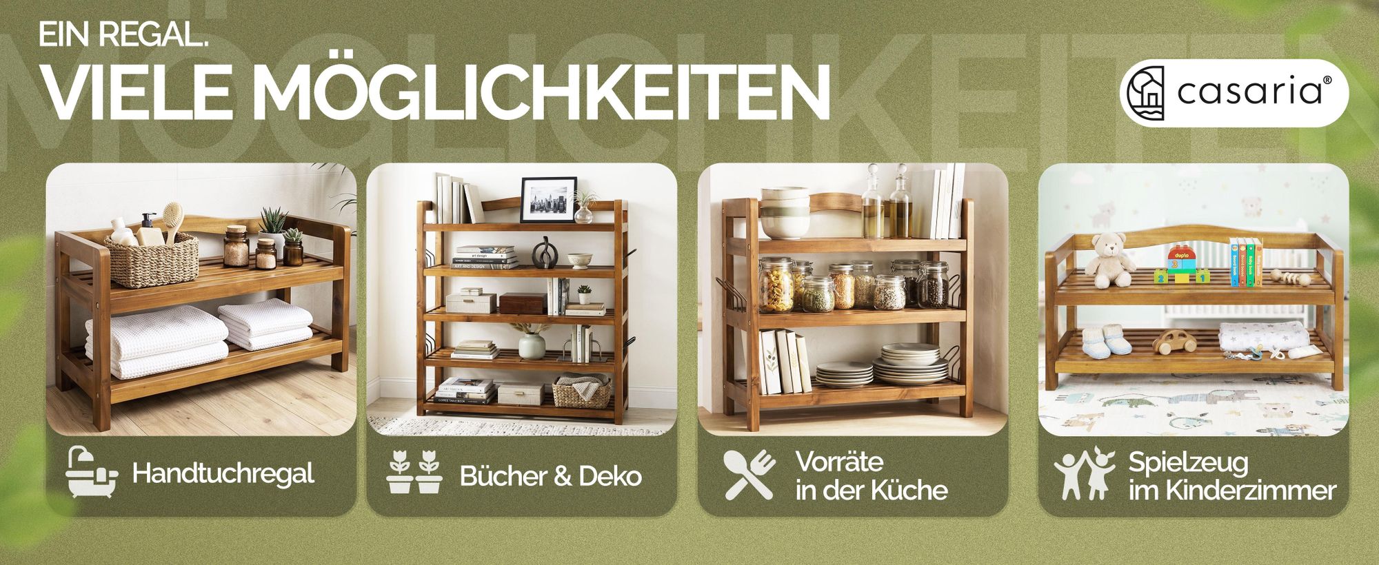 CASARIA® Schuhregal mit 5 Ebenen aus Akazienholz