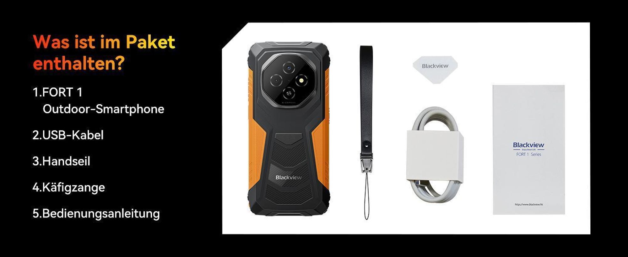 2025 Blackview FORT1 Outdoor Handy 18GB+256GB, 10000mAh,6.56",90Hz, Android 15,NFC/FOTA/390g/DREI Kartenfächer/Fingerabdruck//IP69K Wasserdicht