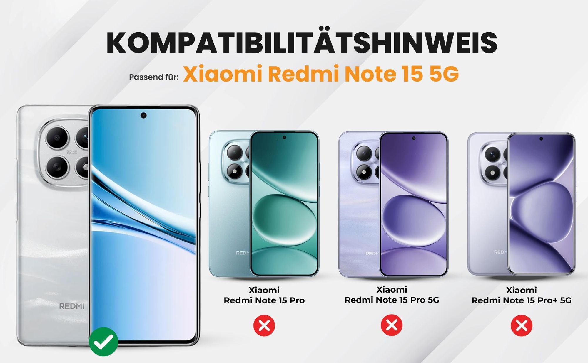 Kompatibilitätshinweise Hülle für Xiaomi Redmi Note 15 5G