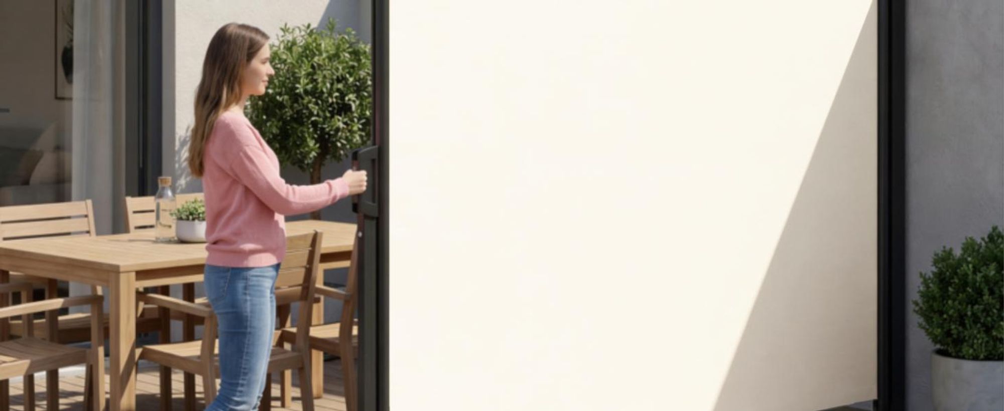 Juskys Seitenmarkise Dubai 500 x 180 cm ausziehbar blickdicht, Sichtschutz & Windschutz für Balkon & Terrasse, Seitenrollo mit Wandhalterung - beige