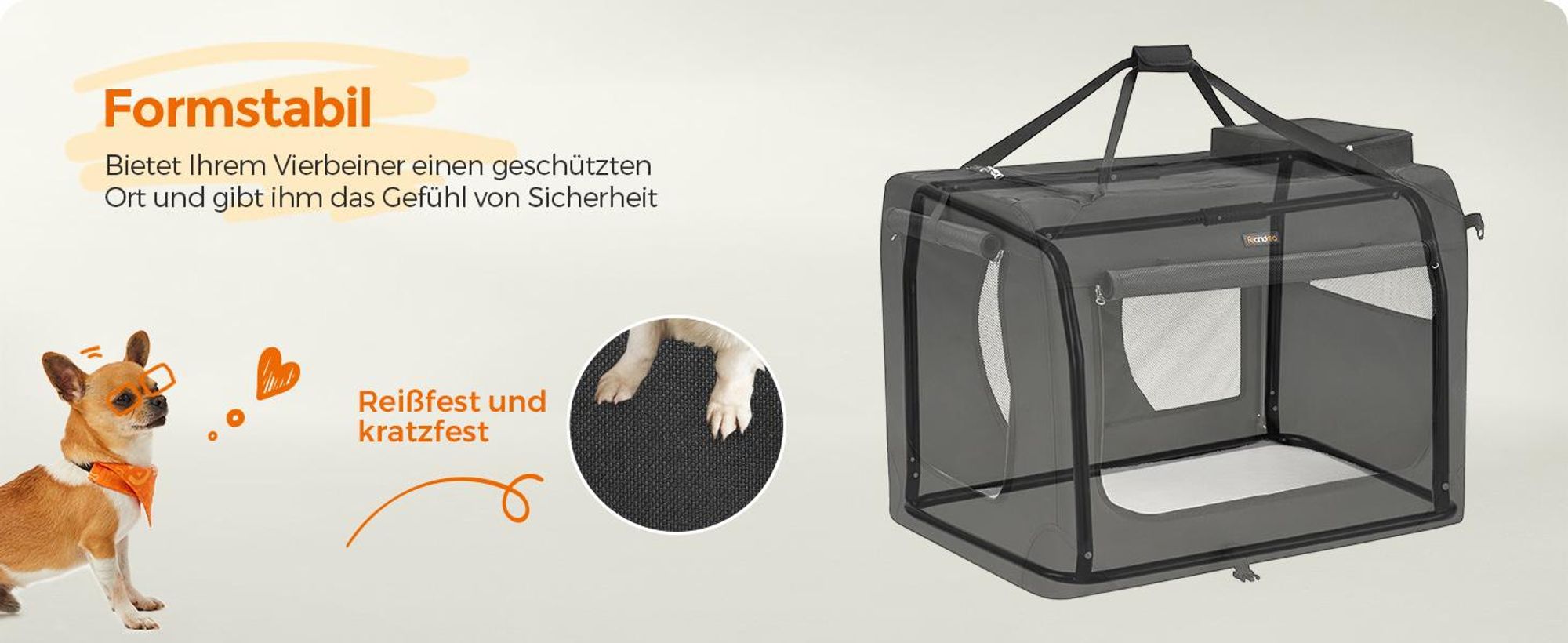 Feandrea XXXL Transportbox faltbar Oxford-Gewebe,Netzstoff,atmungsaktiv,Schwarz