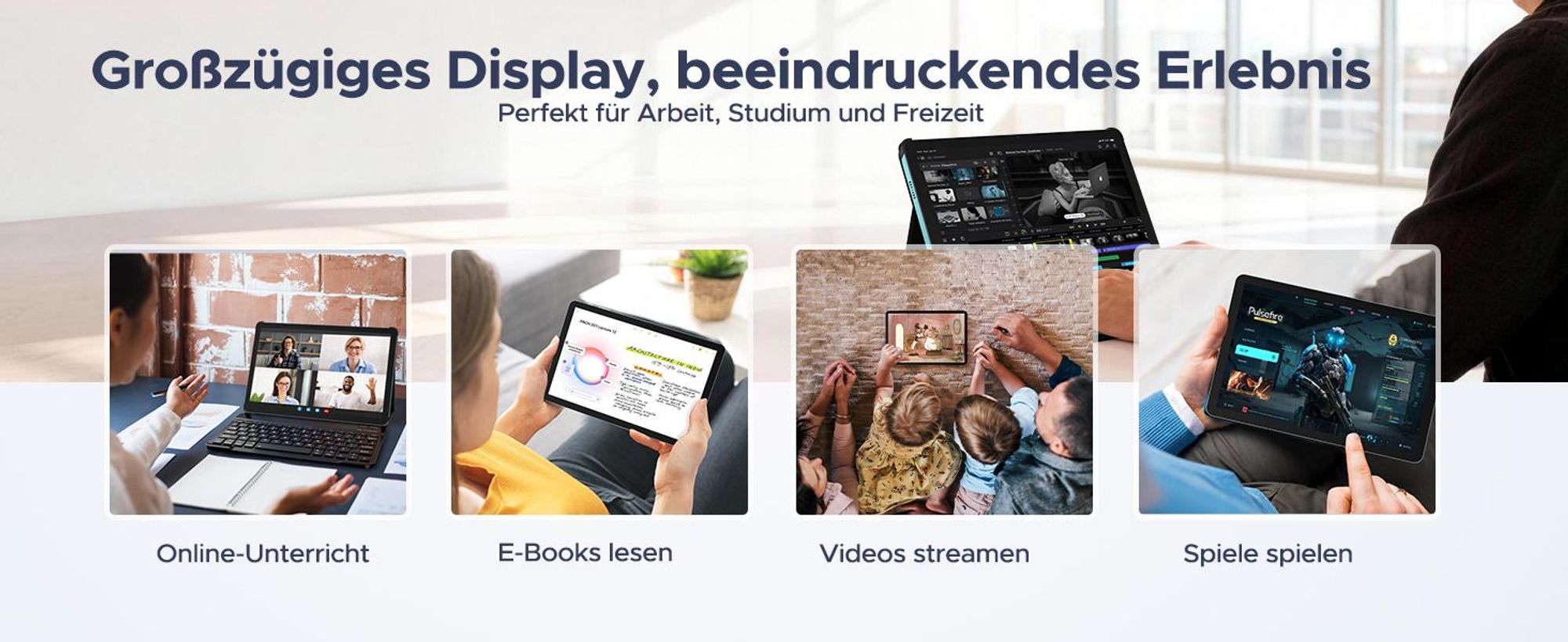 AP12PRO Tablet Android 16, 48GB RAM+256GB ROM (2TB TF), 12,1 Zoll 2.4K 120Hz IPS, 12000mAh 4G LTE, Widevine L1, mit Tastatur, Stift, Maus und Hülle