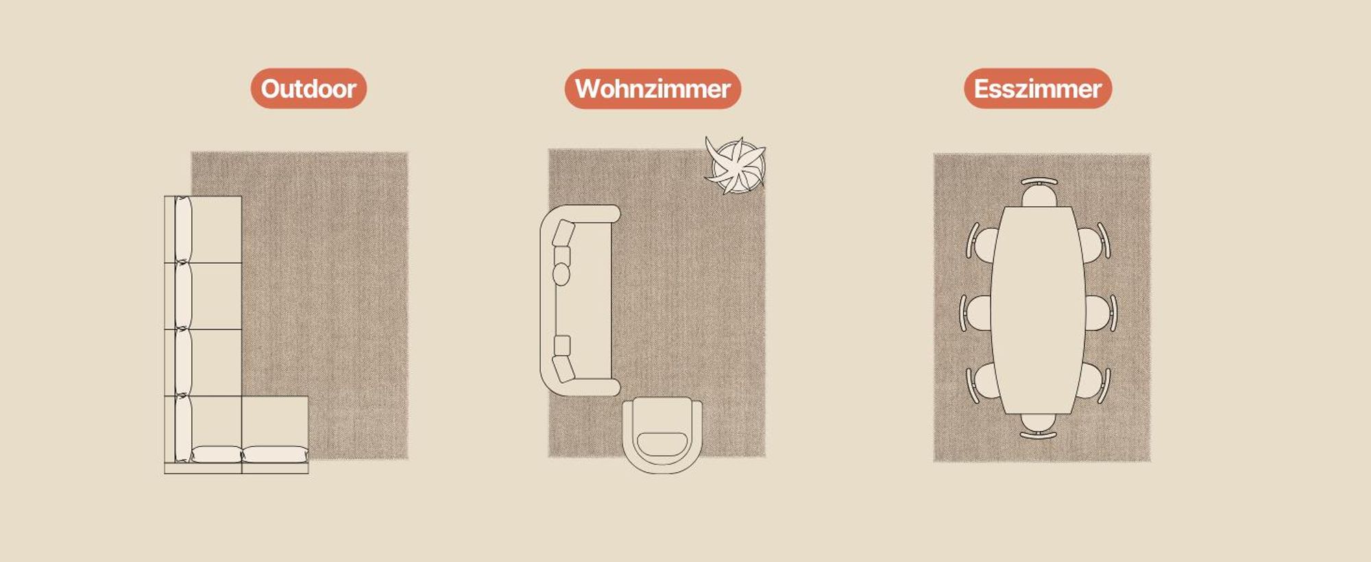 Tapiso Teppich CALMA In- & Outdoor Braun Balkon UV-beständig 200 x 300 cm