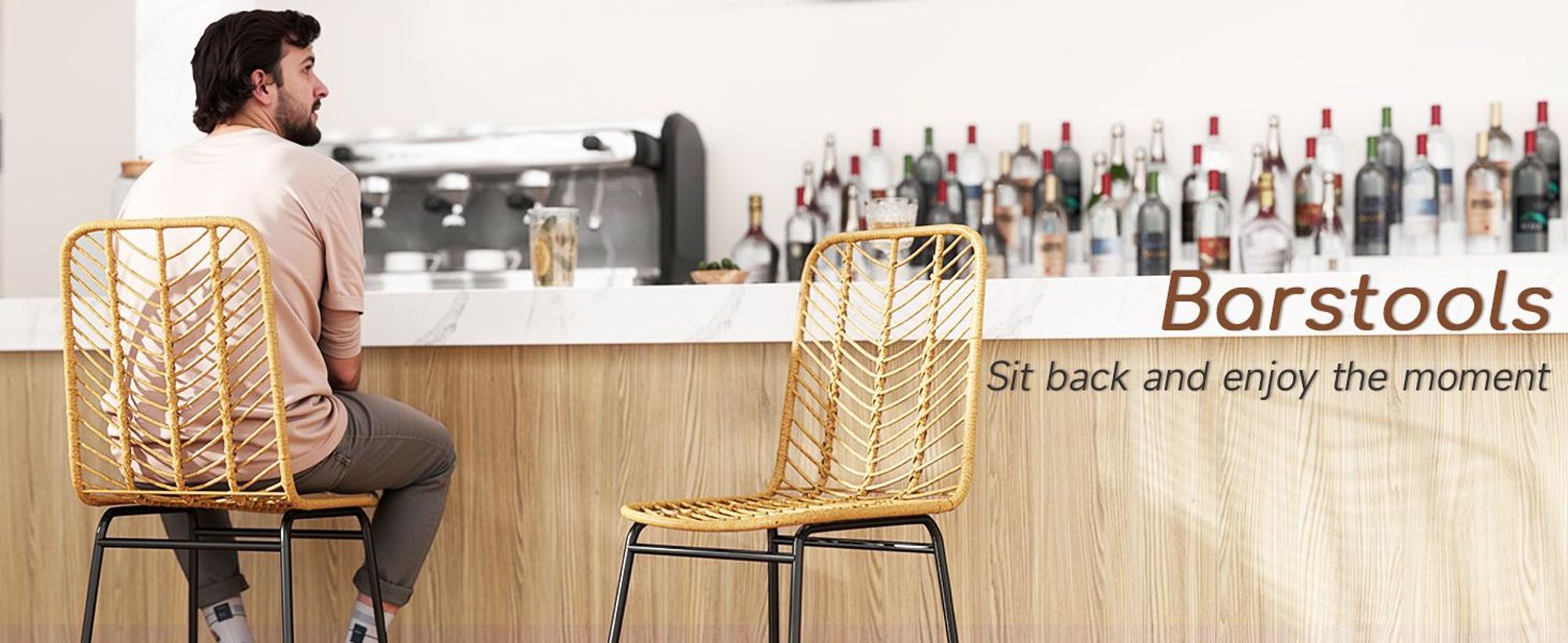 HOMCOM Zestaw 2 stołków barowych, stołek bistro z podnóżkiem, stołek barowy, krzesło kuchenne ze stalowymi nogami do salonu, jadalni, żółty, 42,5 x 52 x 102 cm