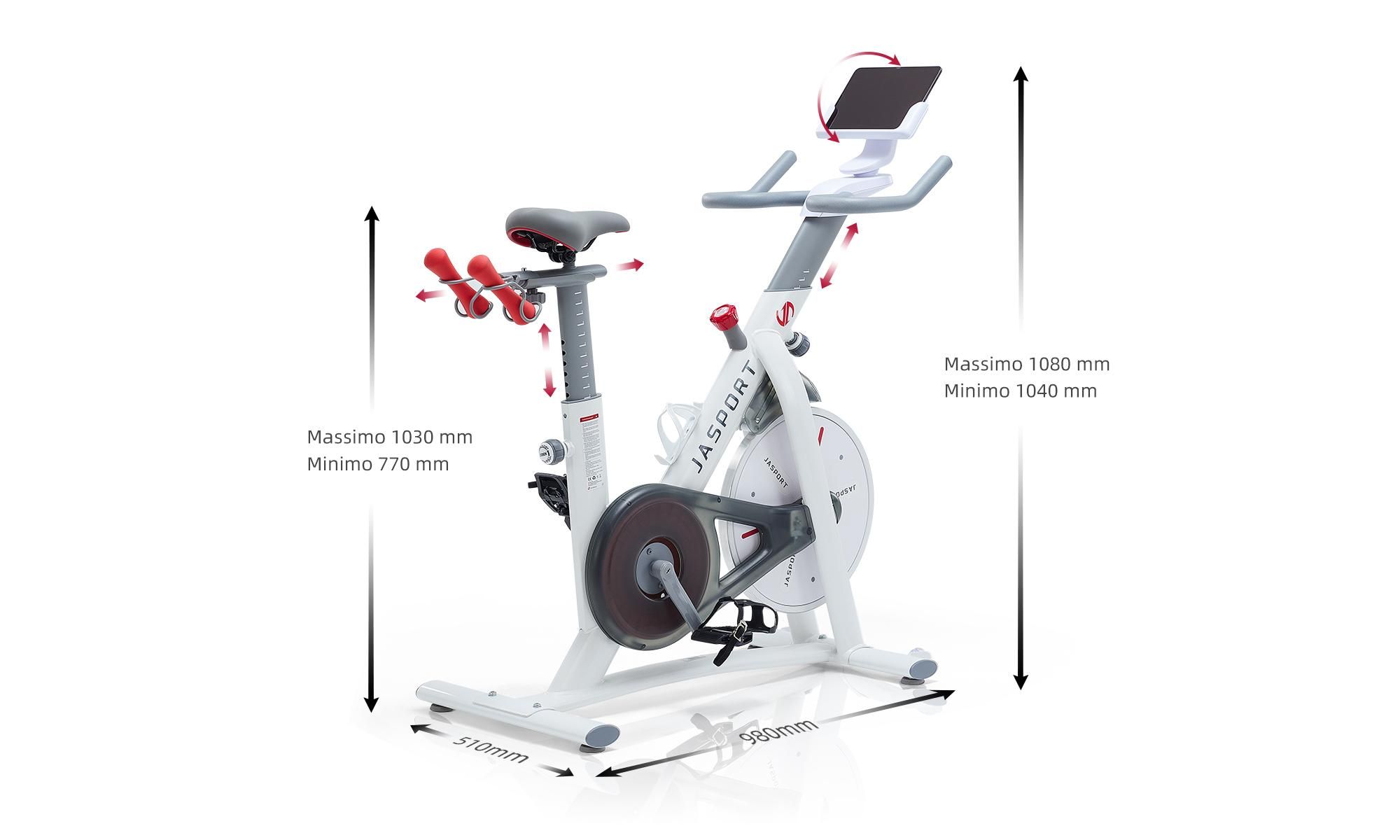 JASPORT S3 cyclette e bici da per casa, silenziosa, resistenza magnetica, volano da 7,5 kg, Bluetooth, Kinomap e Zwift – bianca