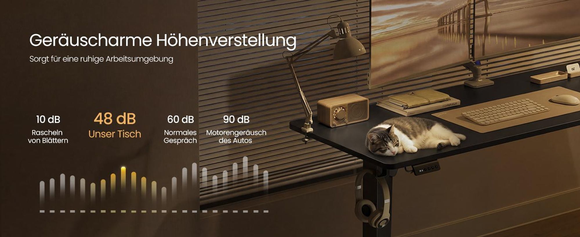VASAGLE Höhenverstellbarer Schreibtisch, 160 cm, L-förm, Eckschreibtisch, 2 AC-Steckdosen, 2 USB-A-Anschlüsse, Ablage für Steckdosenleiste