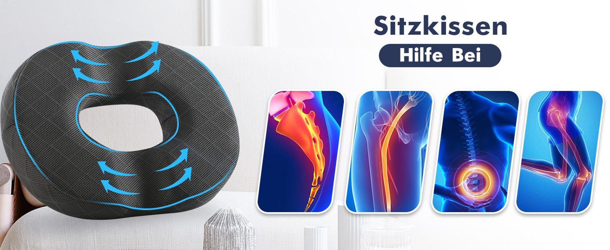 Orthopädisches Sitzkissen, Ergonomisches Kissen, Keilkissen zur Rückenentlastung, Steißbein Entlastung Steissbeinkissen Sitzring Hämorrhoiden