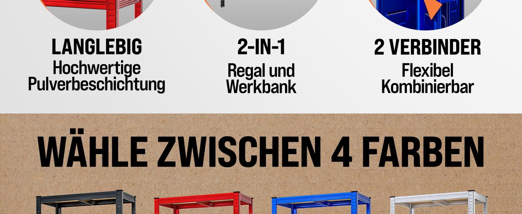 MONZANA® Schwerlastregal 180x90x40cm 875kg 5 MDF-Platten Regal Lagerregal Kellerregal Steckregal Werkstattregal