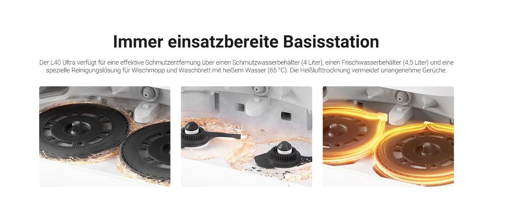 Dreame L40 Ultra Roboter Staubsauger mit Wischfunktion,11KPa Saugleistung,65°C selbstreinigendem,0 tangle Bürste,Obstacle Avoidance,All-in-One-Dock