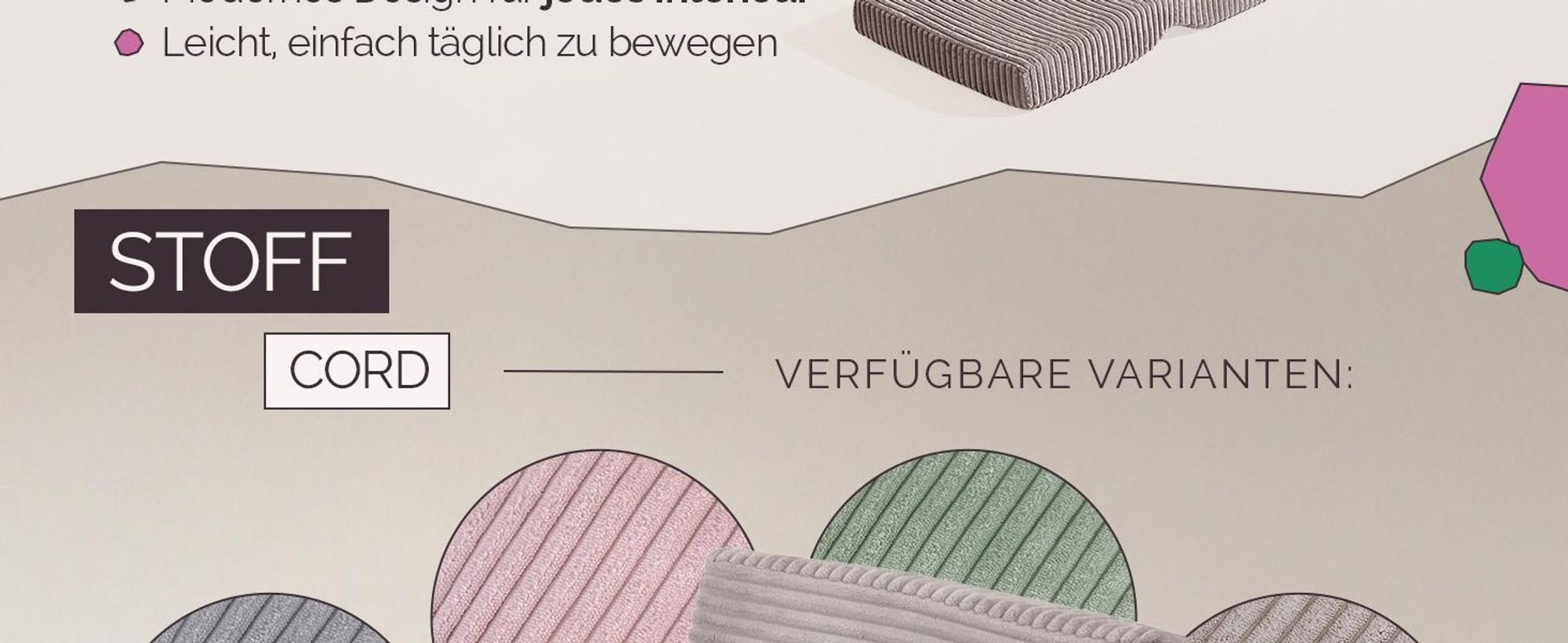 MISIOO Kindersessel CUBIE aus Cord, ausklappbarer Kinder Sessel und Baby Sofa, weicher Sessel für Kinderzimmer, klappbar zum Liegen