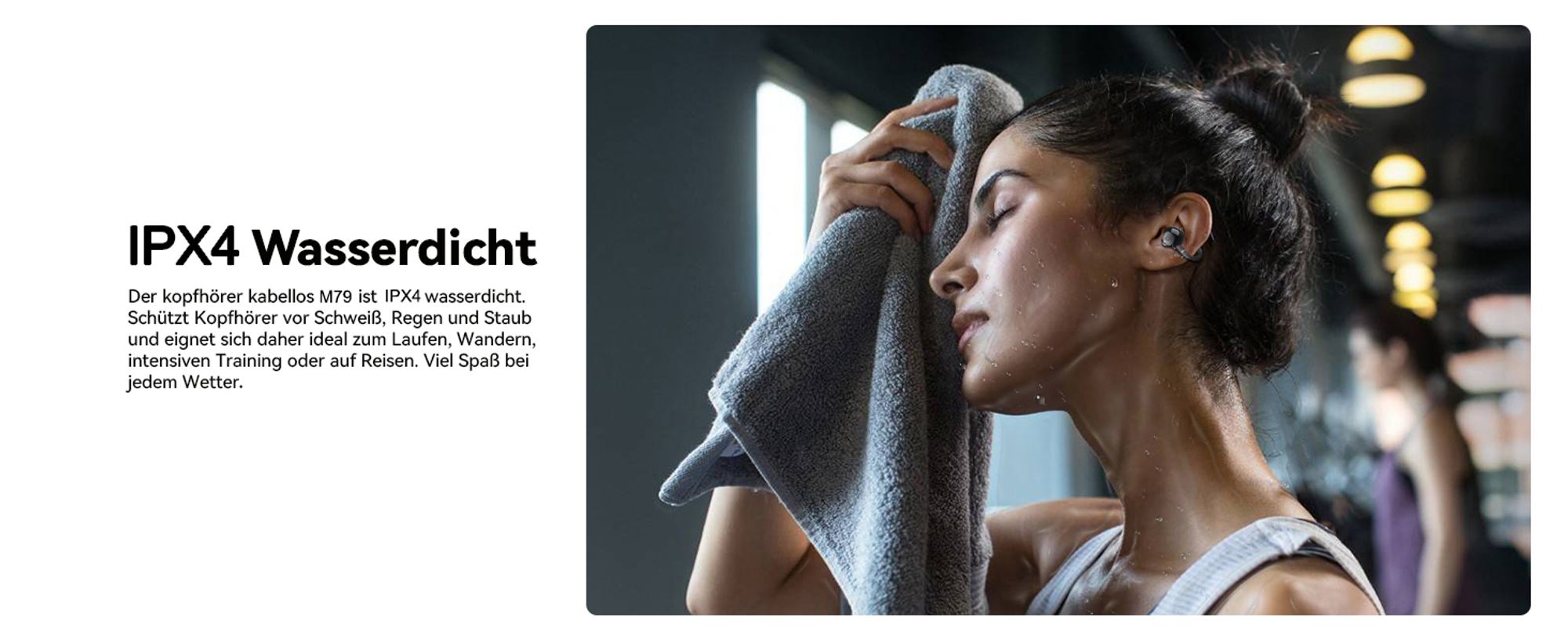 Bluetooth Kopfhörer, Sport Kopfhörer, In Ear Kopfhörer, Bluetooth 5.4 Sport-Kopfhörer( Offenes Ohrclip-Design , HiFi Stereo, 60 Std Laufzeit, IPX7）