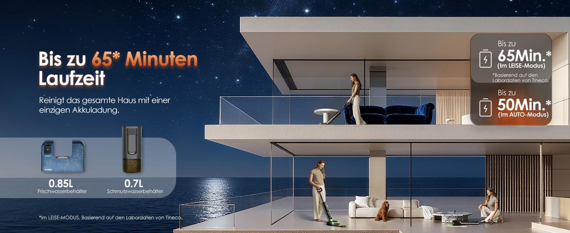 Tineco FLOOR ONE S9 Master Nass Trockensauger, StreakFree-Abzieher, ThermoBlast-Tech, Warmwasser-Wischen, 9,9 cm Höhe, 23 kPa, Flashdry Selbstreinigen