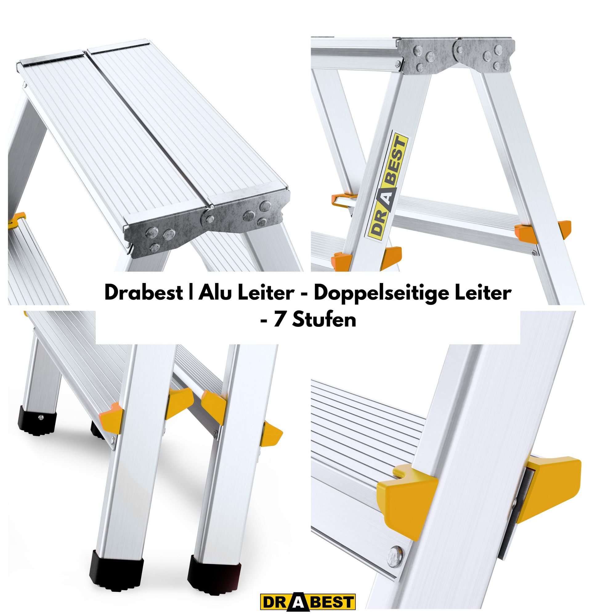 Doppelseitige Leiter, klappleiter, treppenleiter, DRABEST