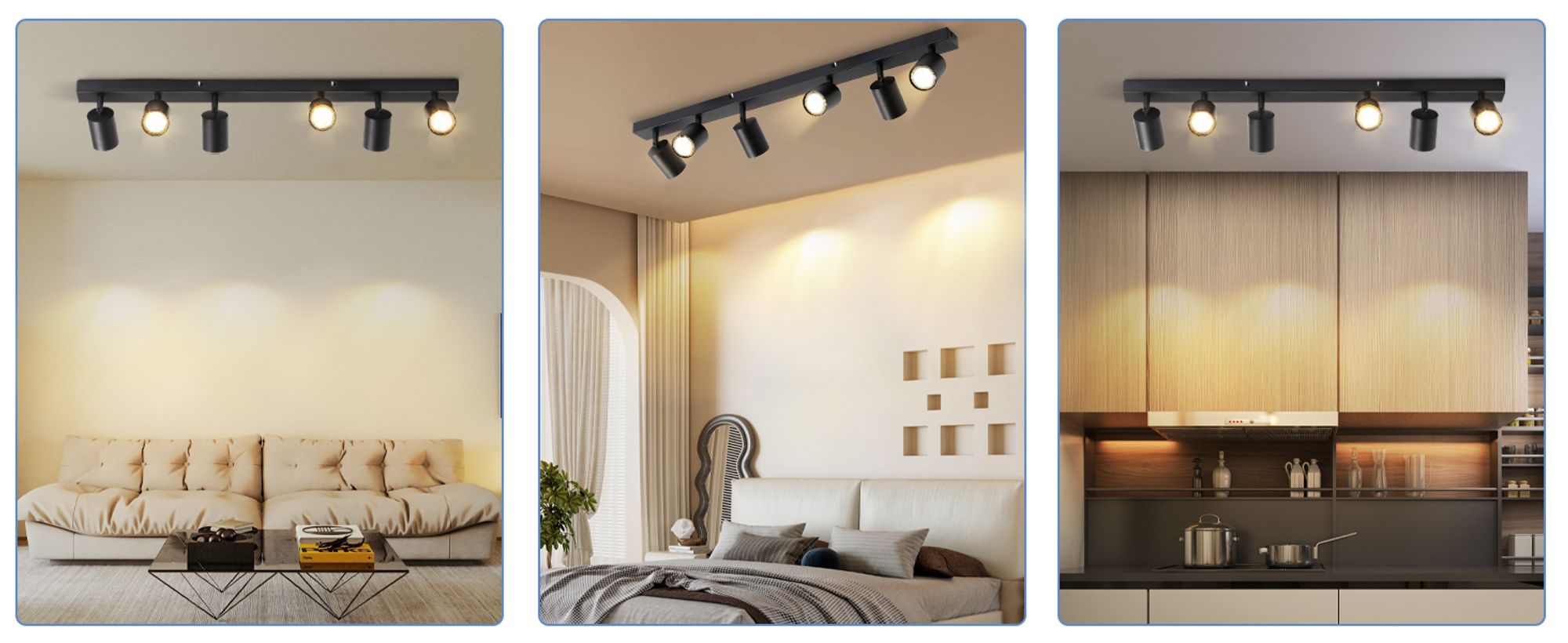 ZMH LED Deckenstrahler 6 Flammig Deckenlampe GU10 Metall Deckenspots Schwenkbar 350° Deckenleuchte Schwarz für Wohnzimmer Schlafzimmer Flur