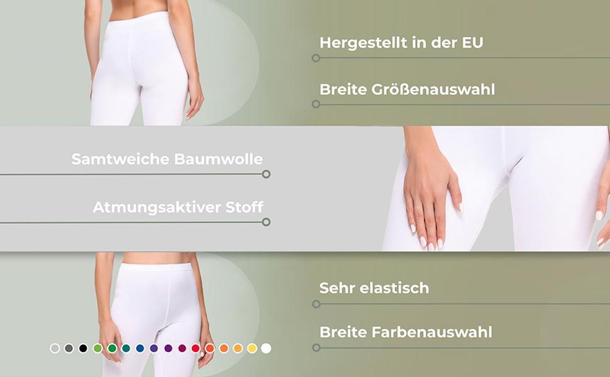 Ladeheid Damen Lange Leggings aus Baumwolle LA40-133 (Melange, L)