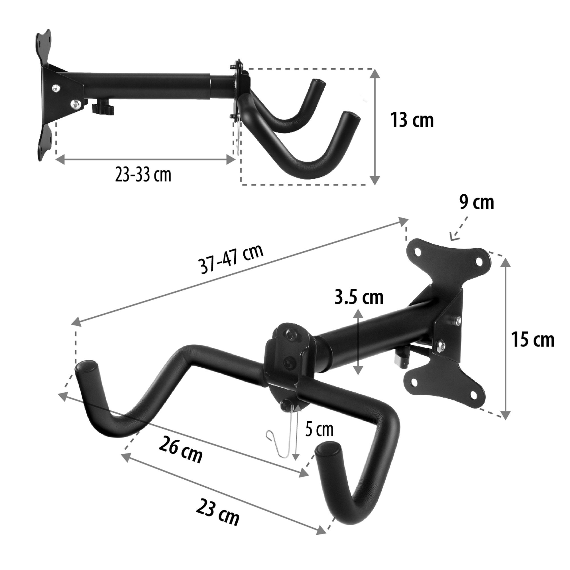 2x Maclean Fahrrad-Wandhalterung horizontal Stahl max. Belastung 30kg MC-484