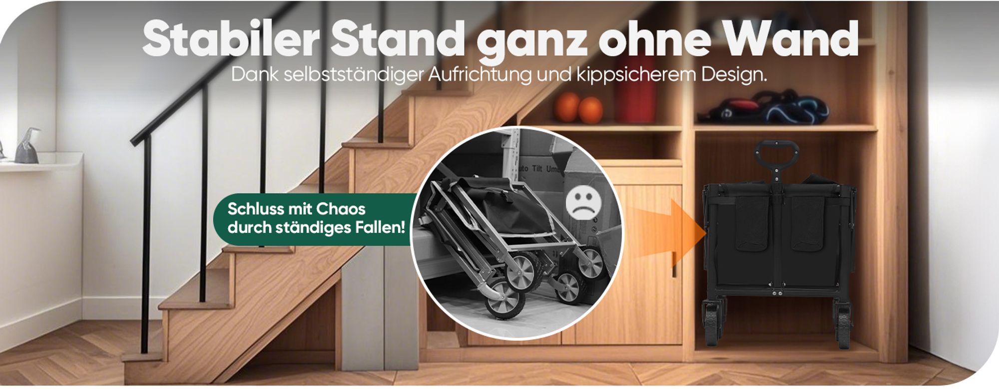 Sekey Bollerwagen, Faltbarer Handwagen 4 Räder, 80KG / 60L, Schwarz