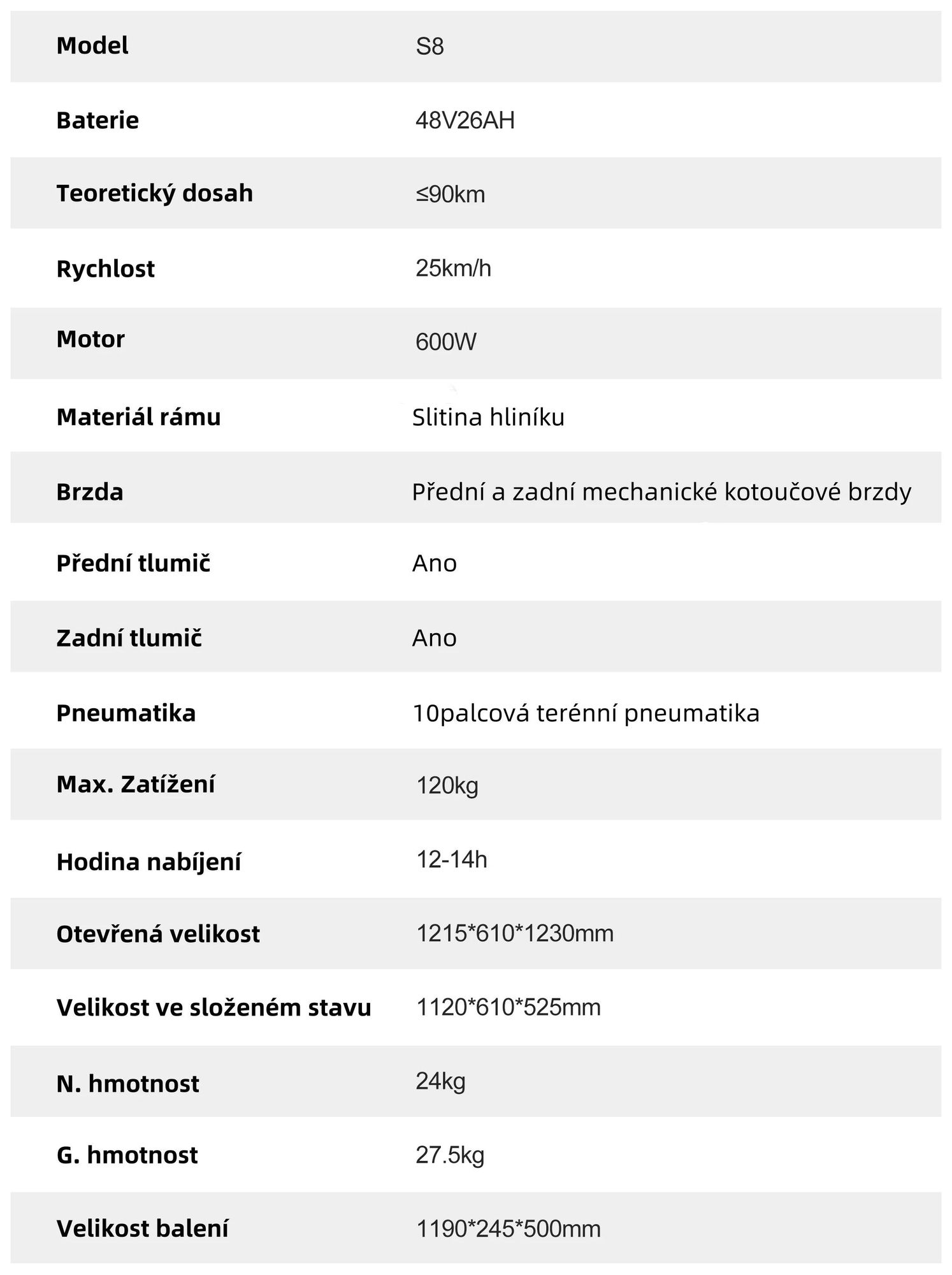 JOYOR S8 Skládací Elektrická koloběžka - 600W Motor 48V26AH Baterie 10 Palcové Pneumatiky Mechanické Disk Brzdy - Černá