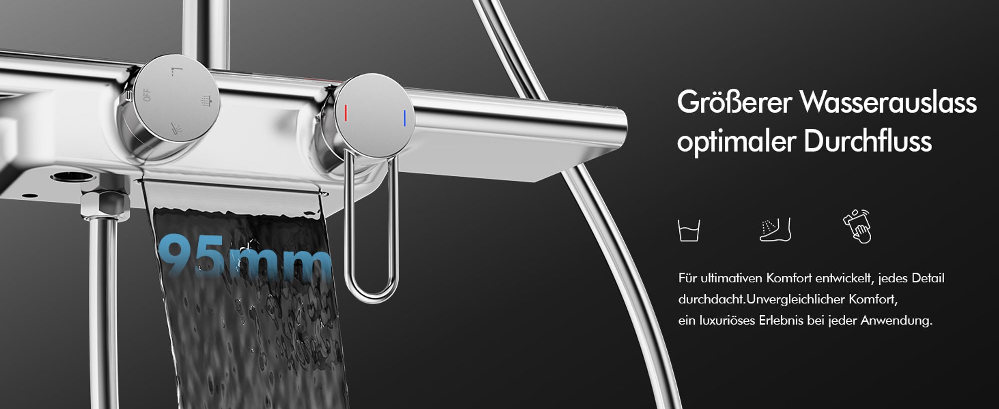 Homelody Duschsystem mit 400MM*110MM Große Lagerplattform,Chrom,Edelstahl