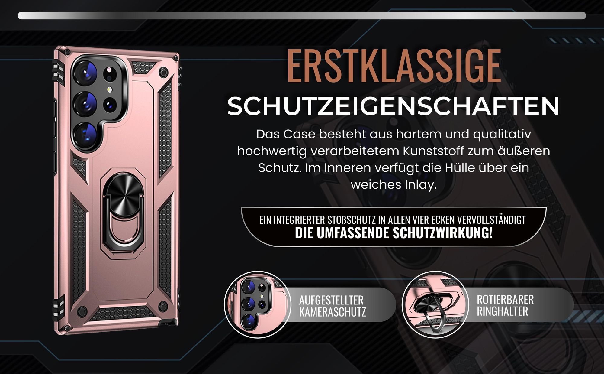 Handycase in Rosegold für Samsung Galaxy S23 Ultra mit Kameraschutz