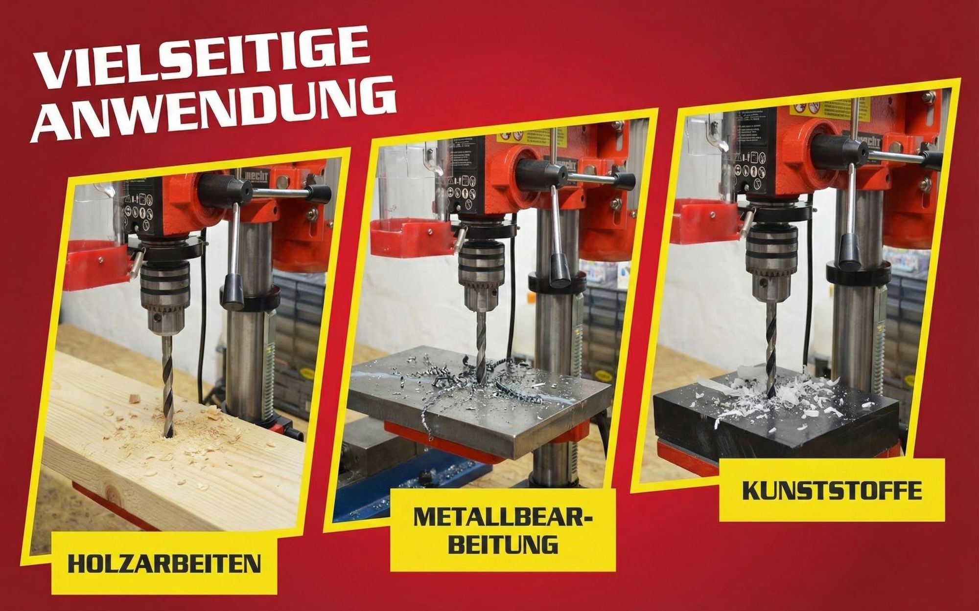 HECHT 1063 Standbohrmaschine Profi | 600 W | 2700 U/min | 1,5 – 16 mm Bohrfutterspannweite