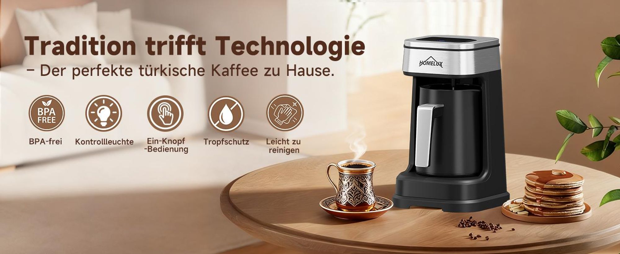 Türkische Kaffeemaschine 250 ml Mokka Maschine,650W Turkish Coffee Maker,Türkischer Kaffeekocher Elektrisch, Türkische Kaffeekann Für Mokka