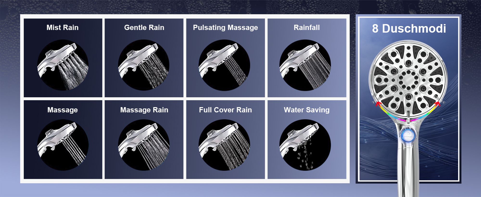 Duschkopf Mit Filter Gegen Kalk, 8+2 Strahl Duschköpfe Für Dusche Wassersparend Shower Head Water Softener Wassersparender, Showerhead With Kalkfilter