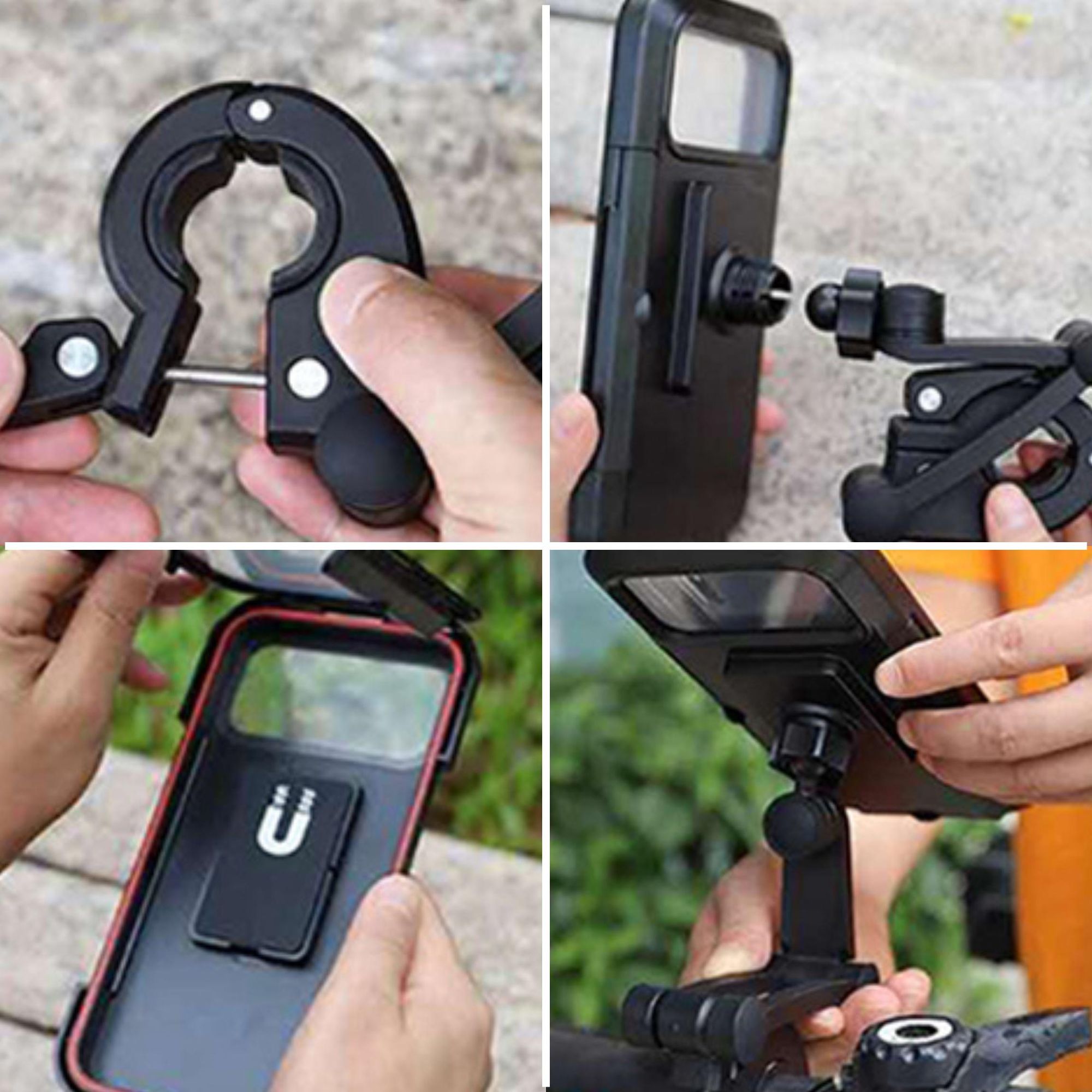Wasserdichte Handyhalterung Fahrrad & Motorrad IPX6, 360° drehbarer Universal Halter für 4-6.7 Zoll Smartphones, Stoßfest, EVI BIKE Secure360