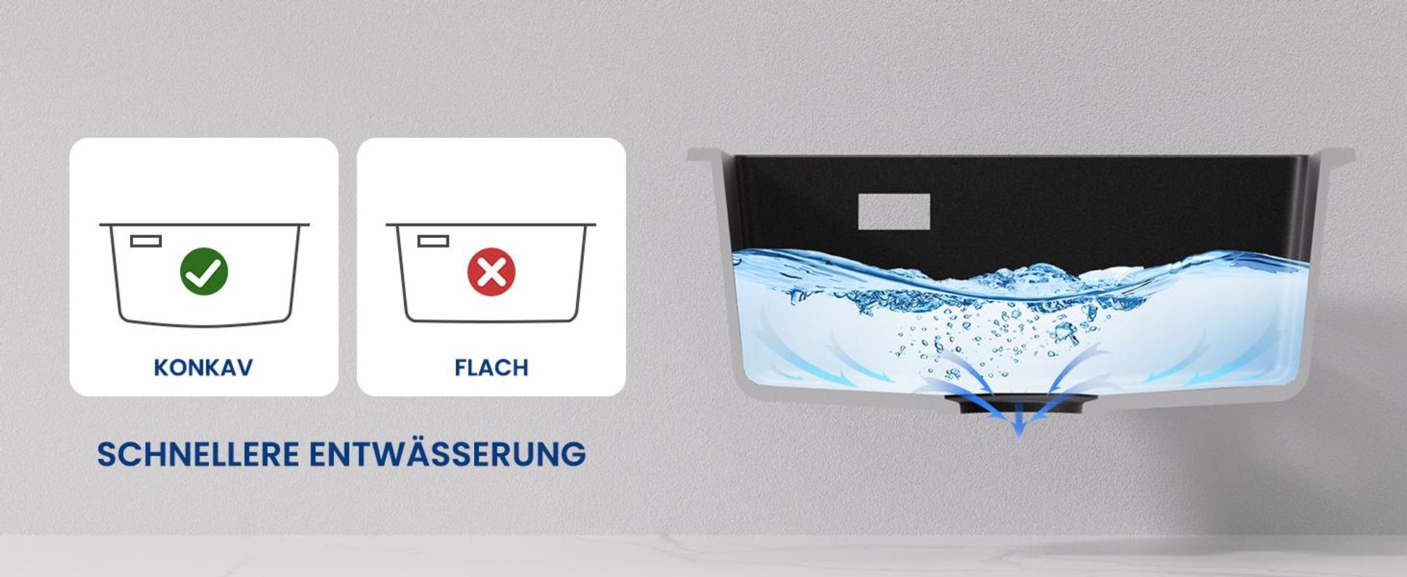 Cecipa Quarzkomposit Spüle 50x45 cm Schwarz, Kratzfest Küchenspüle, Hitzebeständig Einbauspüle mit Siphon,  Pflegeleicht, T4-Technologie Top-Mount