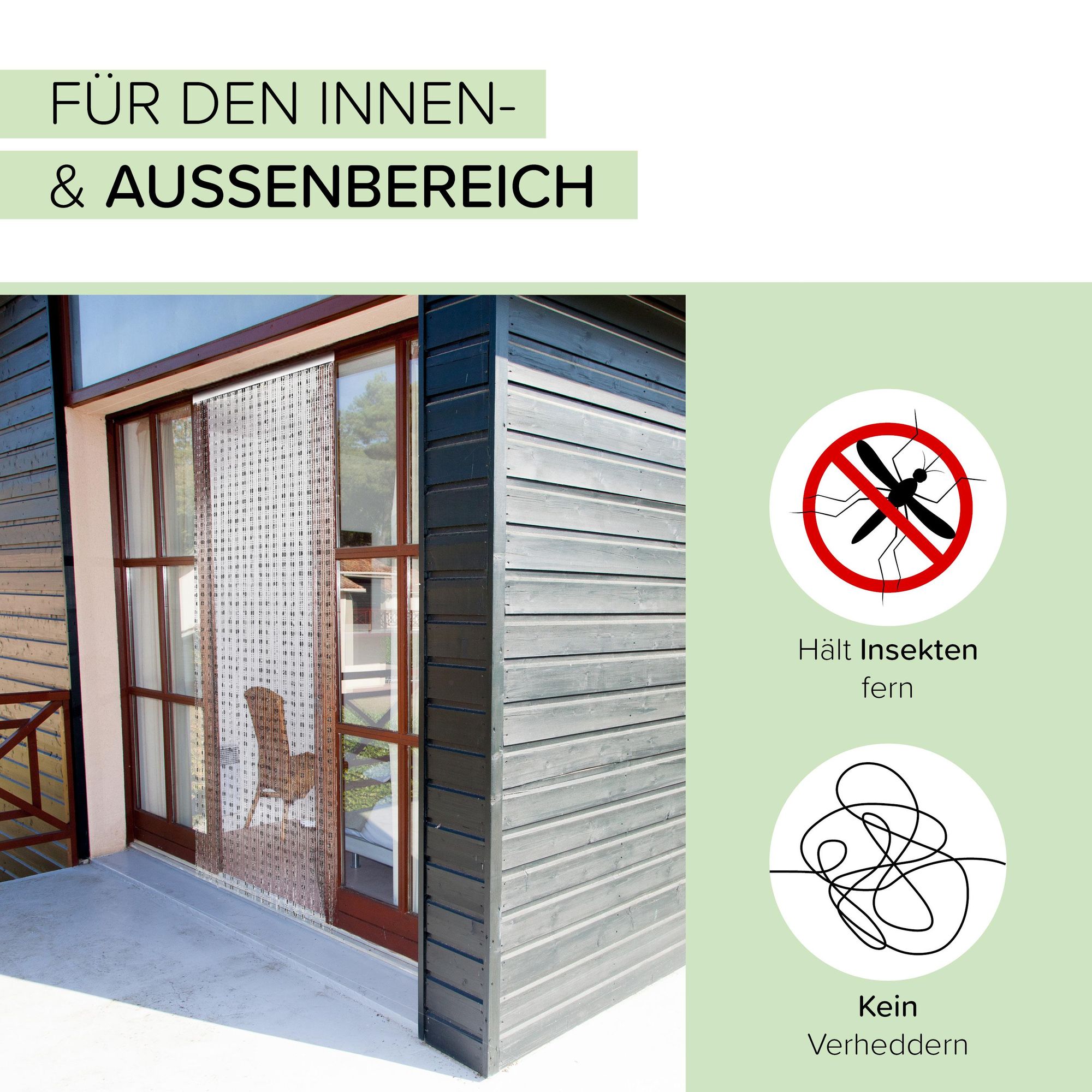 Kobolo Türvorhang Perlenvorhang Fliegenvorhang Pearl 90x200 cm - Rechteckig - Insektenschutz Vorhang Sichtschutz Fliegengitter Behang Türvorhänge Tür
