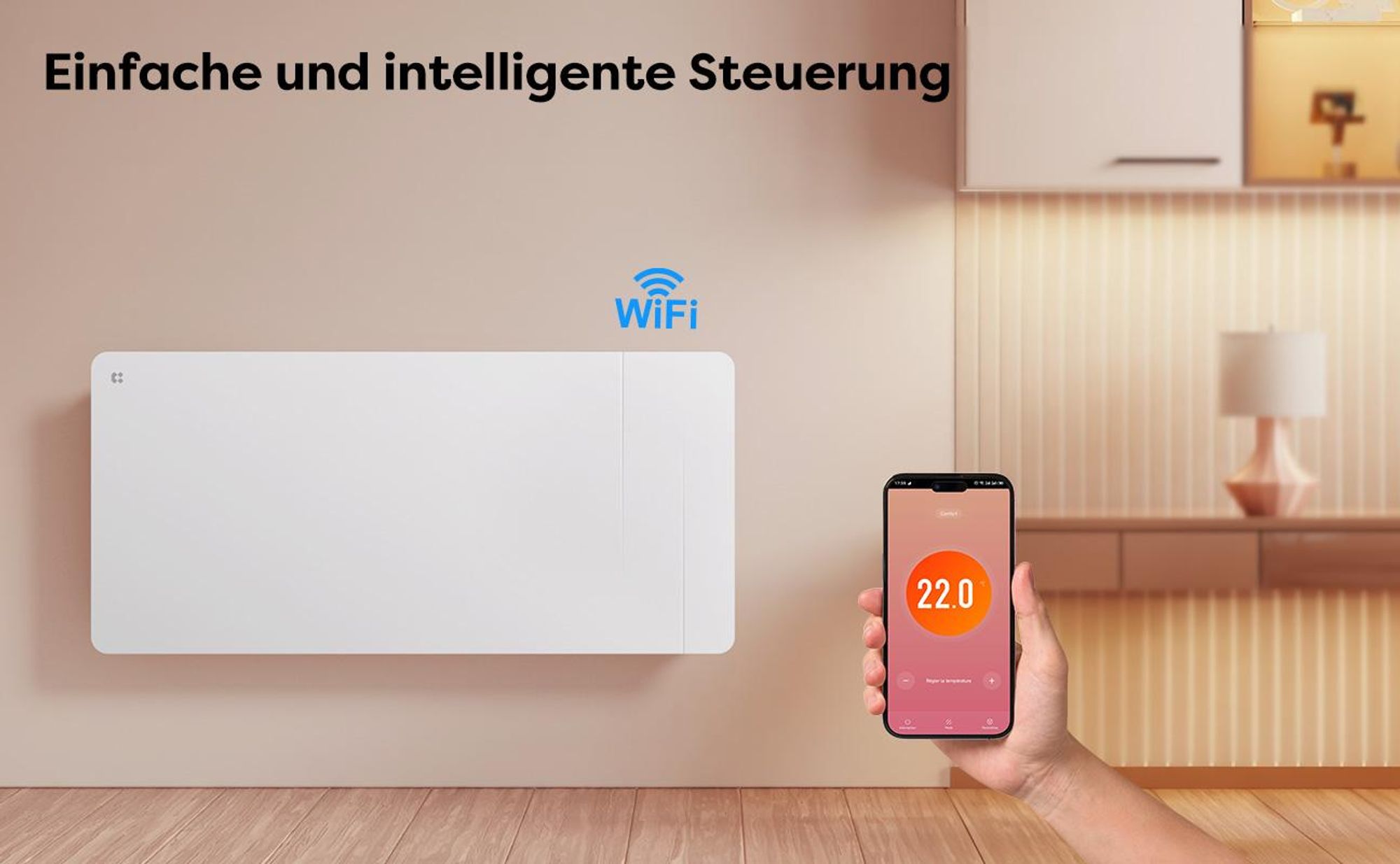 CIARRA Elektro-Heizkörper Heizgerät, Intelligenter Keramik-heizkörper mit WLAN steurung, Thermostat mit PID 15–25 m² 2000 W CBHTD20A-W