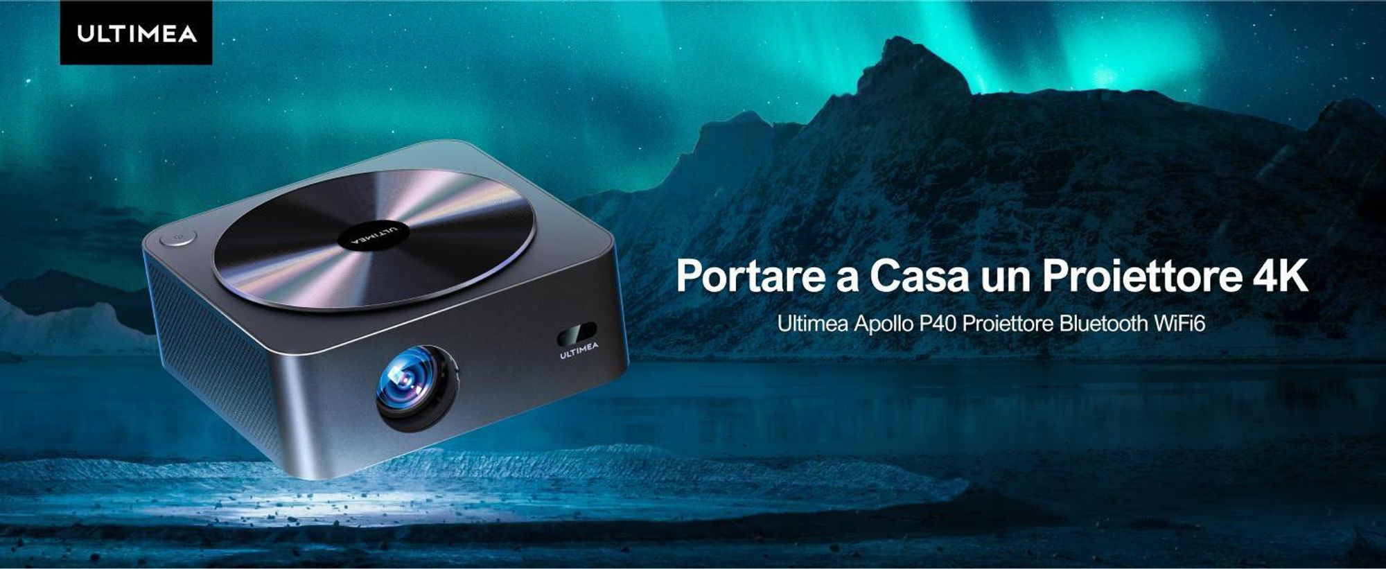 Proiettore ULTIMEA 1080P Versione aggiornata con sistema di prevenzione degli ostacoli, 700 ANSI lumen, 15000:1, allineamento intelligente dello schermo, Apollo-P40