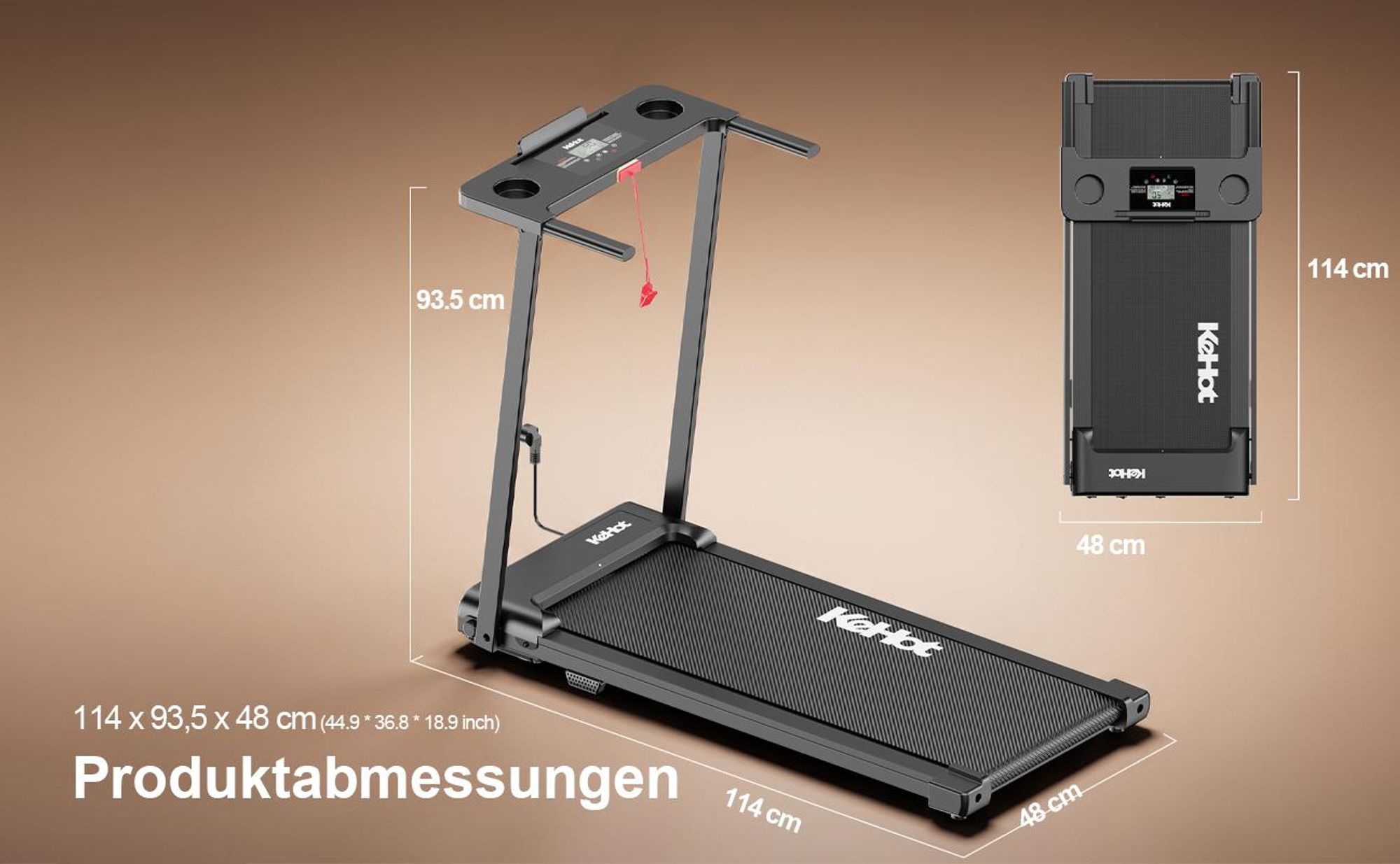 3-in-1 Klapp-Laufband , 136kg, 12 km/h, LED-Display, 12 Programme, Bluetooth-Lautsprecher, Für Zuhause