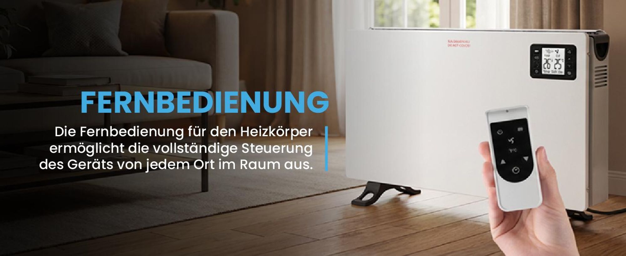 Konvektorheizung Heizung mit Fernbedienung mit Heizstufen 750W/1250W/2000W