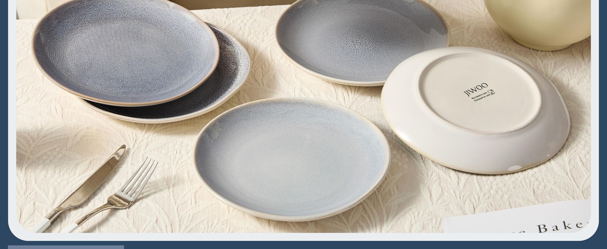 Teller Set 6-teiliges Ø19,5 cm Keramik Essteller, Speise- & Dessertteller Porzellantell 6 Personen Reactive Glaze, mikrowellen- & spülmaschinenfest