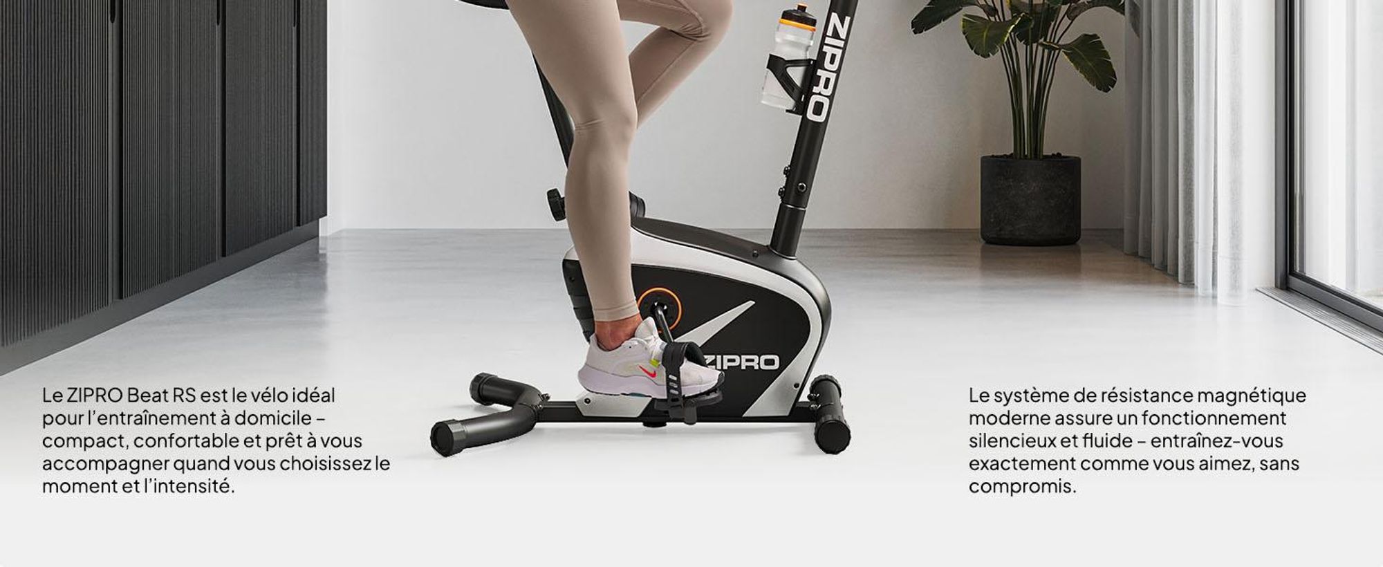 Zipro Beat RS Vélo d'appartement magnétique |écran LCD| masse d'inertie de 6kg | roue de fitness 8 niveaux de résistance | mesure du temps