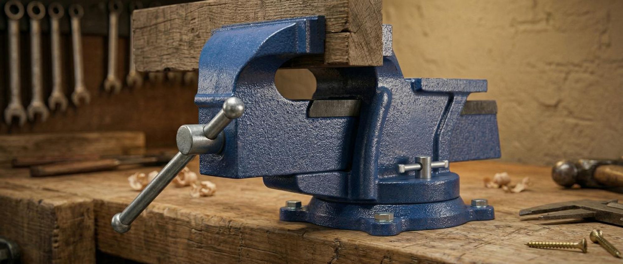 tectake® Schraubstock aus Gusseisen 3 Anschraublöcher