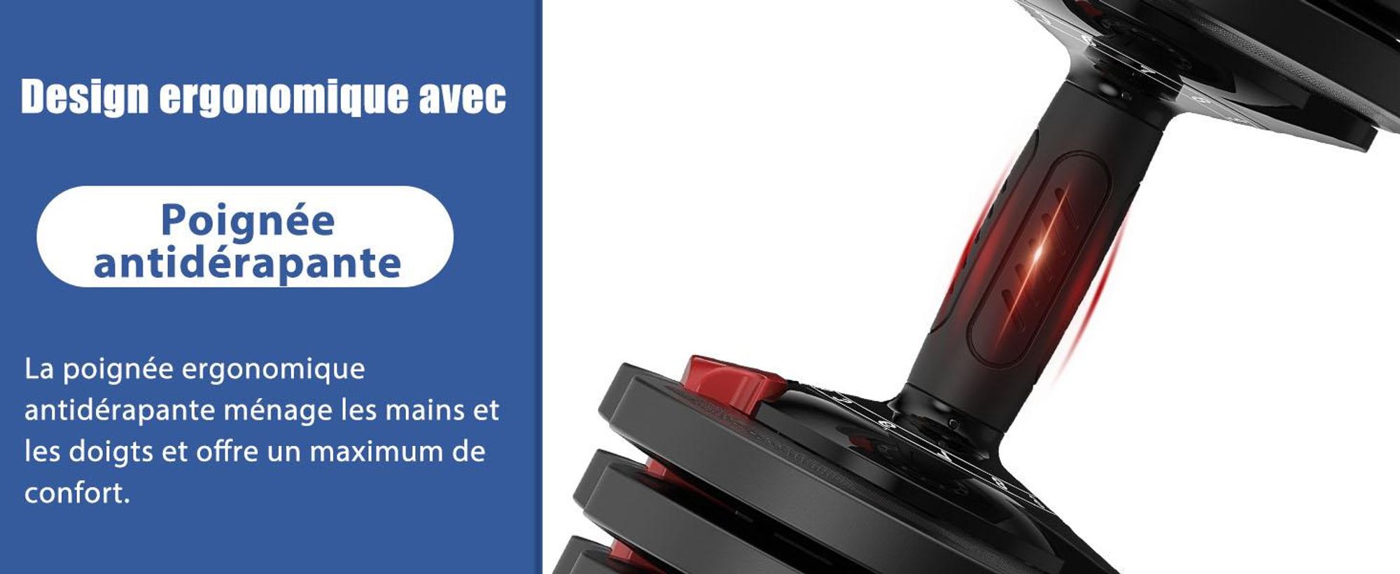 DH FitLife Haltères réglables 18 kg (Lot de 2) - 12 niveaux de poids, Poids variable 12 en 1, Disques inclus, Haltères ajustables courts