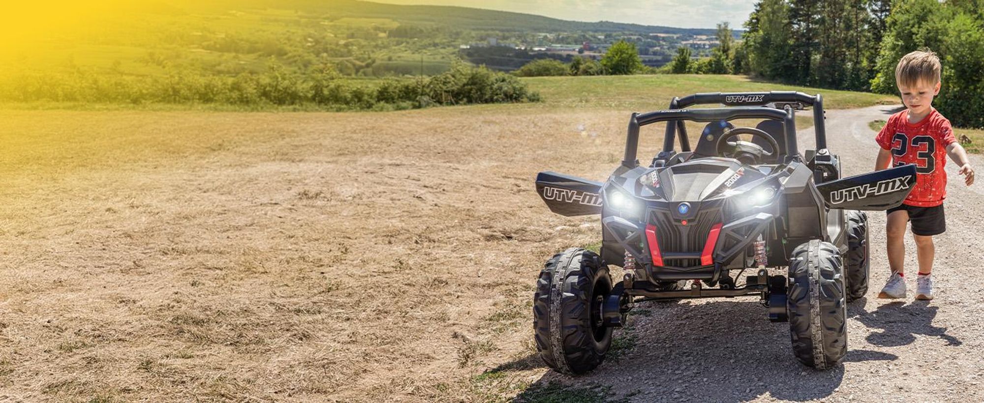 Actionbikes Motors UTV Buggy MX | 4x4 Allrad - Kinder Elektro Auto - 2,4 GHz Fernbedienung - 2 x 12 V Motoren - USB - AUX - Bluetooth (Schwarz)