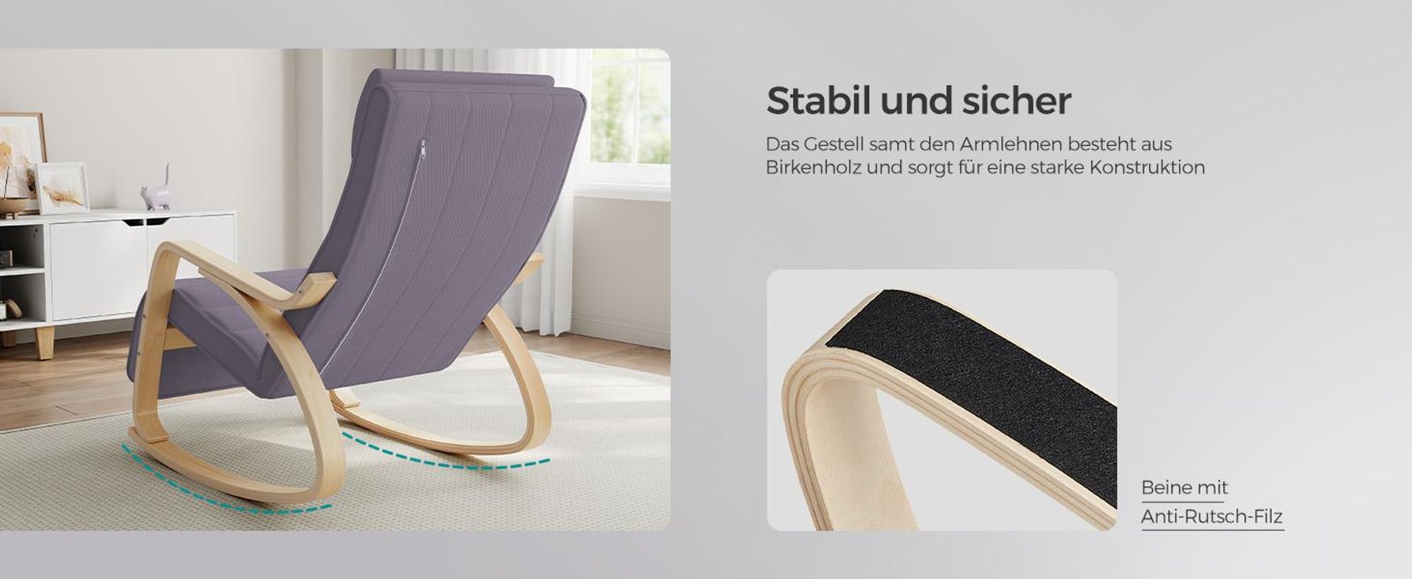 SONGMICS Relaxsessel Schaukelstuhl, Schaukelsessel, verstellbare Fußstütze